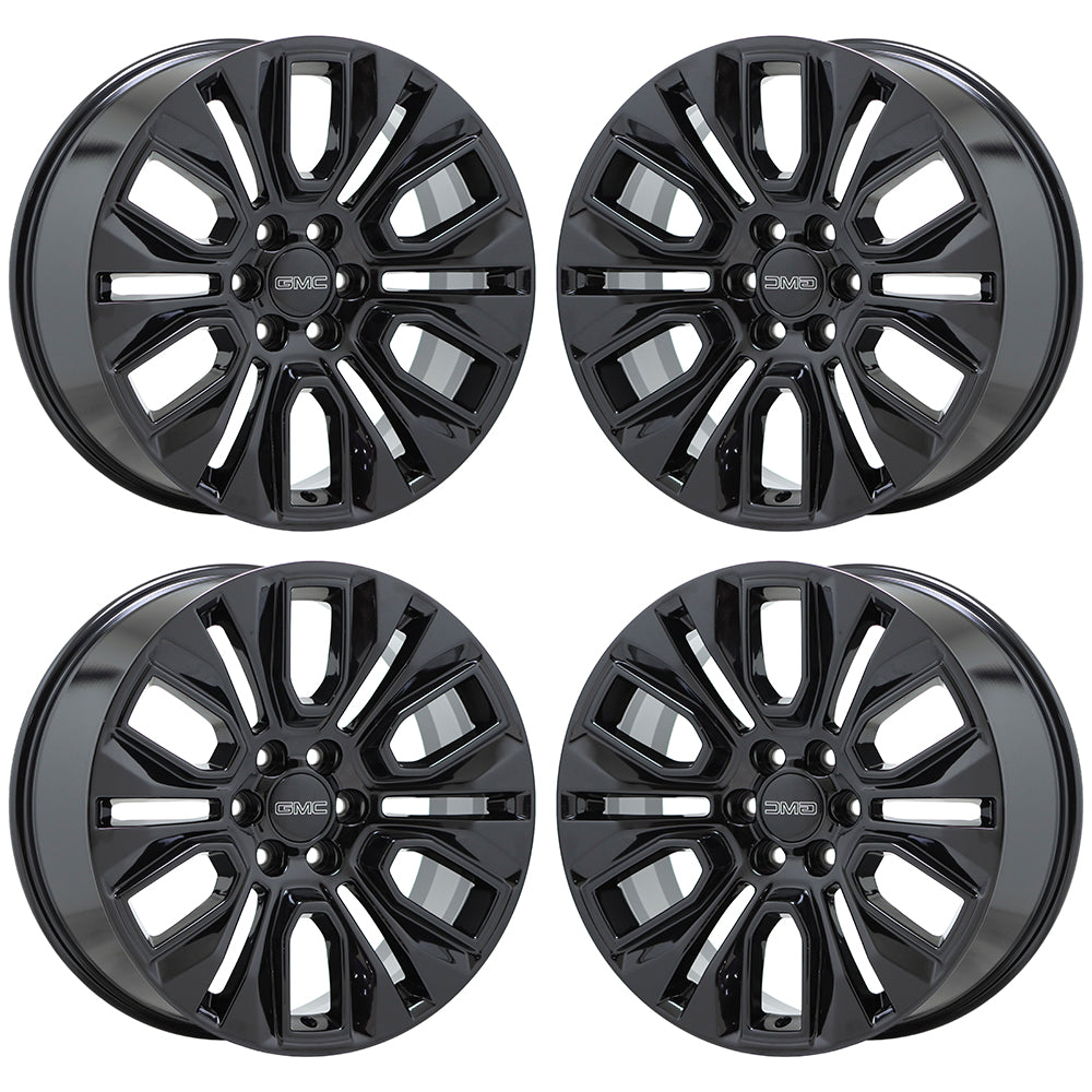 22" GMC Sierra Denali 1500 Yukon Gloss Black wheels rims Factory OEM set 5943